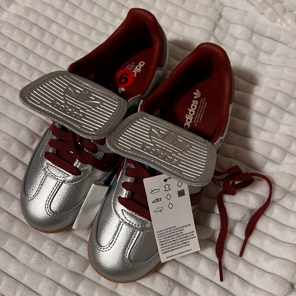 Adidas Samba LT Silver Metallic Red Gum JH5707 Women’s Sneakers Size 6 - Picture 2 of 8